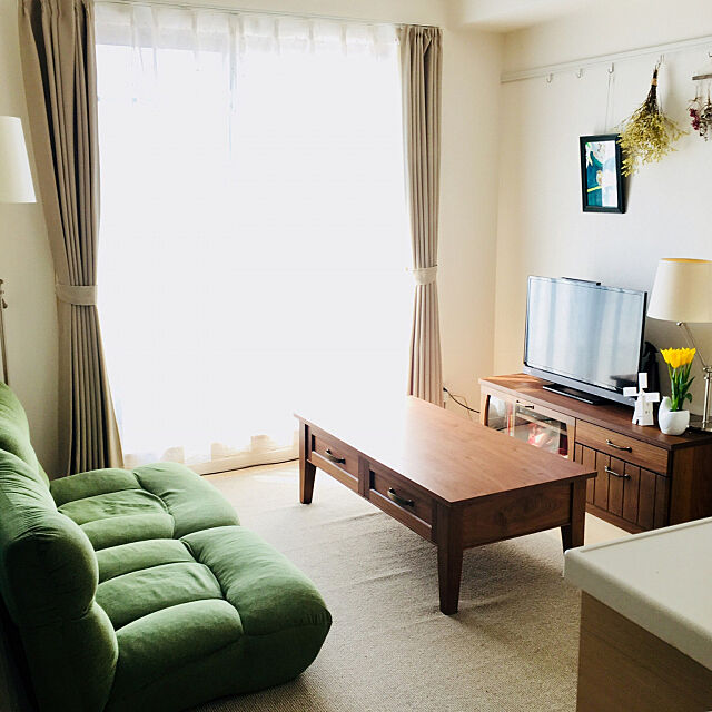 Overview,座椅子,ソファ,ニトリ,狭小住宅,同棲,花のある暮らし yakitoripieの部屋