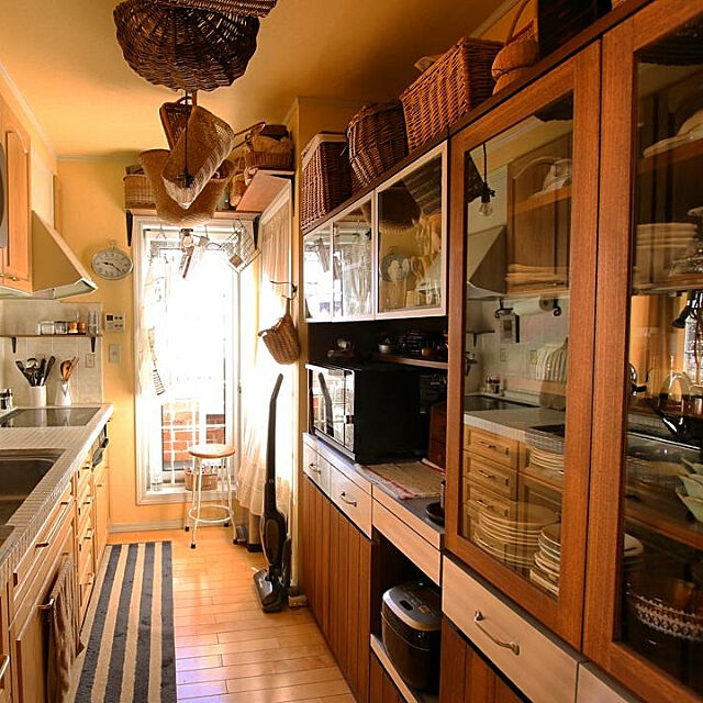 Kitchen,10000人の暮らし,キッチン収納,食器棚,カップボード,unico,かご収納 chikuwaの部屋