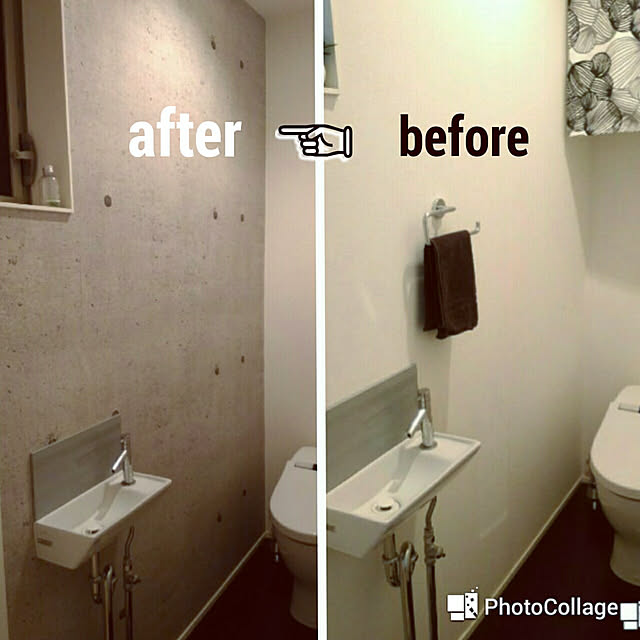 Bathroom,壁紙,3階建て,タウンハウス,壁紙DIY,男前,モノクロ,壁紙屋本舗,コンクリート風壁紙 irieriの部屋