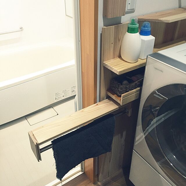 Bathroom,DIY,隙間ラック,床材の端材,2016.09.13,足ふきマットかけ Hanakoroの部屋