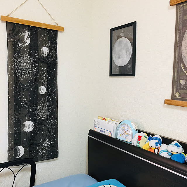 手ぬぐいタペストリー,宇宙,アートポスター,salut !,息子のベッド周り,おうち時間を楽しむ,いいね♡フォロー♡コメント♡感謝です！,Instagram→mari.o18,RCの出会いに感謝♡,ダイソー,セリア,Bedroom Maryの部屋