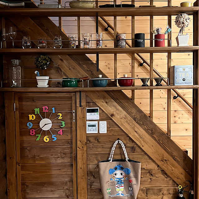 Kitchen,ガラス雑貨,ナチュラル,雑貨,ログハウス,DIY,棚DIY,キッチン雑貨 ayanon.の部屋
