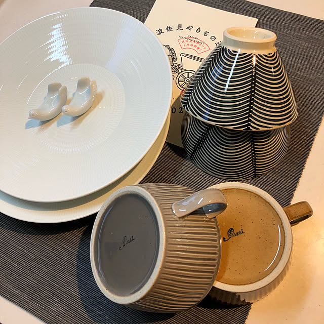 IKEAのランチョンマット,一誠陶器のスープカップ,一誠陶器,一真窯のプレート,勲山窯のお茶碗,勲山窯,白山陶器,白山陶器の箸置き,一真窯,波佐見焼,買ってよかったもの,Kitchen,波佐見あちこち陶器まつり kyoko1124koの部屋