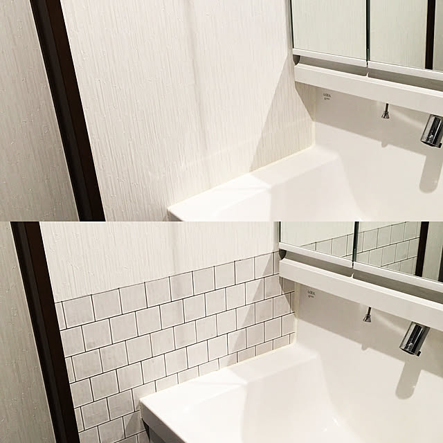 Bathroom,水はね,手洗い場,脱衣所,水はね防止,洗面台,リメイクシート,セリア e_.の部屋