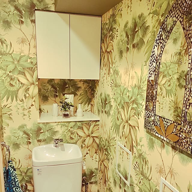 Bathroom,モロッコ,ボタニカル柄,リフォーム,ダイソー,ニトリ sの部屋