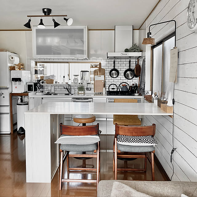 ウォールランプ,カウンターチェア,ダイニングテーブルＤＩＹ,Ｎクリック,ニトリ,RoomClipショッピング,Kitchen hito-hitoの部屋