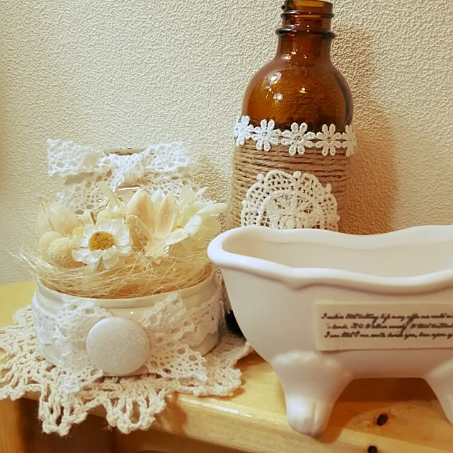 Bathroom,ダイソー,ハンドメイド,RC山口♡,レースが好き♥︎,ドライフラワー,白大好き♪ kaorinの部屋