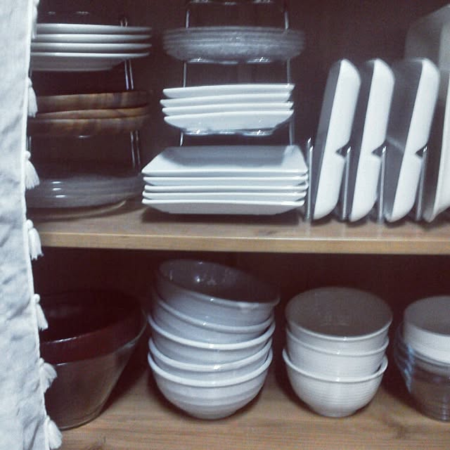 My Shelf,食器棚,見える収納,見せる収納,IKEA,100均,食器,ニトリ,収納,整理整頓,シンプル,生活感,緩く揃える,白,ダイソー anri38の部屋