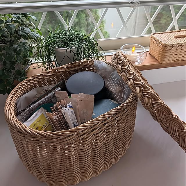 Kitchen,かご・バスケット,窓辺,癒し,お気に入り,かご収納,スッキリ収納,まとめて収納,カフェセット,収納アイテム,Sサイズ,蓋付きバスケット,UTILE,水洗いできるカゴ,使いやすい収納,4枚投稿です,見ていただきありがとうございます♡,スタンプラリーお疲れ様です♡ mak.の部屋