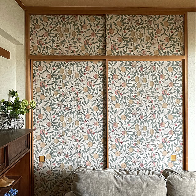 イベント参加用,ウィリアムモリス,ウィリアムモリス　フルーツ,ウィリアムモリスの壁紙,ふすまに壁紙,和室,ボタニカルインテリア,マンション暮らし,On Walls mamisazの部屋
