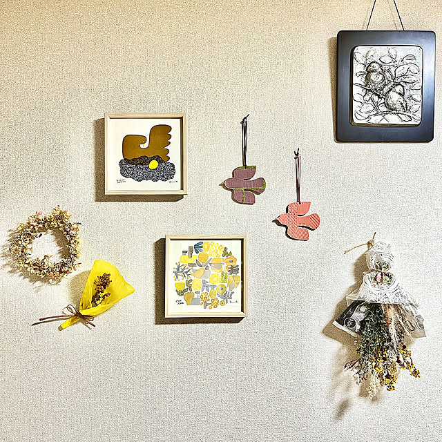 鳥さんのポスター,鳥さん,ミナペルホネン,ドライフラワー,バーズワーズ,On Walls Tylerの部屋