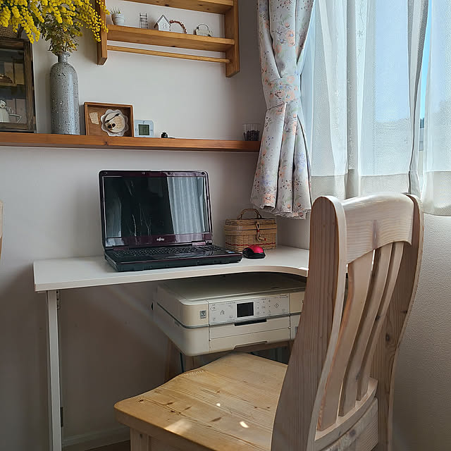 My Desk,山善,山善くらしのeショップ,eくらしプロジェクト,山善の机,新生活フェス2021,ナチュラルインテリア,パソコン,パソコン台,飾り棚,ナチュラル,無垢材,プリンター,ミモザ,いつもいいねやコメありがとうございます♡,RCの出会いに感謝♡,ディスプレイ棚 mayumiの部屋