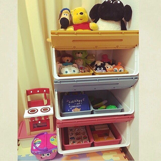 My Shelf,squ+,ダイソー,フロック,スクエアボックス,おもちゃ収納,ジャストフィット‼ mikiの部屋