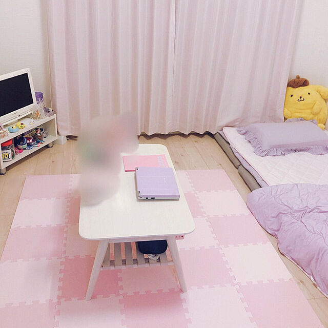 一人暮らし,ピンク,1K,6畳,ホワイト,狭くてもあきらめない,ニトリ,Overview mush_roomの部屋