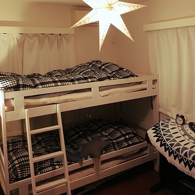 Bedroom,星クッション,楽天で買ったもの,DIY,子供部屋女の子,子供部屋作り,壁紙屋本舗,子供部屋,二段ベッド,ニトリ,IKEA mariの部屋