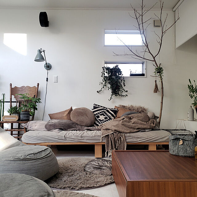 Lounge,ig→mimt38,DIY,観葉植物,リビングベッド mi-の部屋