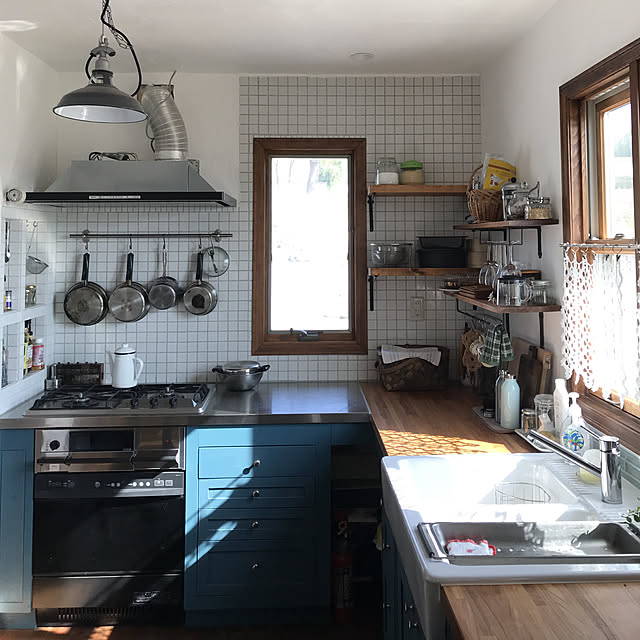 Kitchen,ハーフビルド,レースのカーテン,ikeaダブルシンク,DIY,キッチンカウンター,北欧,IG→yaicoccoo,minne→yaicocco yaicoccoの部屋