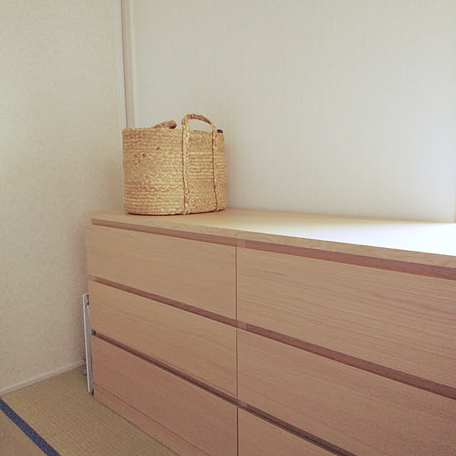 Bedroom,狭いけど諦めない！,賃貸でも楽しく,２DK,整理整頓,カゴ/バスケット,ニトリ,見て頂き感謝です♪,雑貨,IKEA,すっきり暮らしたい,パジャマ収納,和室6畳,木のぬくもり,木目調 ukouの部屋