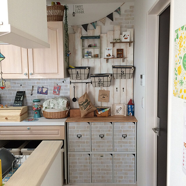 Kitchen,2×4,DIY,リメイク,ニトリ,セリア,キッチンカウンター,板壁DIY,リメイクシート,ダイソー rinonori3の部屋