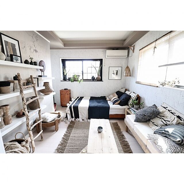 Bedroom,模様替え,DIY,セルフリノベーション,夏インテリア,寝室,ボヘミアン,BOHO yupinokoの部屋
