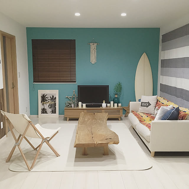 Lounge,西海岸インテリア,BOHO,サーファーズハウス,IKEA,西海岸,カリフォルニアスタイル,Boho Style,海外インテリア,ビーチハウス,zerocube,ゼロキューブ,ニトリ,zero_cube,海を感じるインテリア,シャビーシック,海外インテリアに憧れる,NITORI,一枚板テーブル,ハイランダー,hilander,ハイランダーリラックスチェア,サーフボードのある部屋,サーフボード nicoの部屋