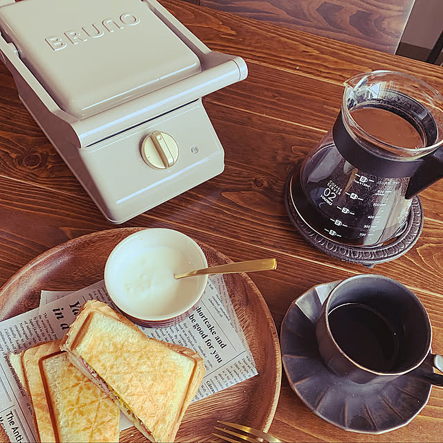 当選ありがとうございます❤︎,レトロな感じ,ホットサンドメーカー BRUNO,おうち見直しキャンペーン当選♡,カフェ風,ブルックリンスタイル,おうちカフェ,カフェ風インテリア,カップ&ソーサー,珈琲好き,Kitchen,おうち見直しキャンペーン,RoomClipショッピング kiiieの部屋