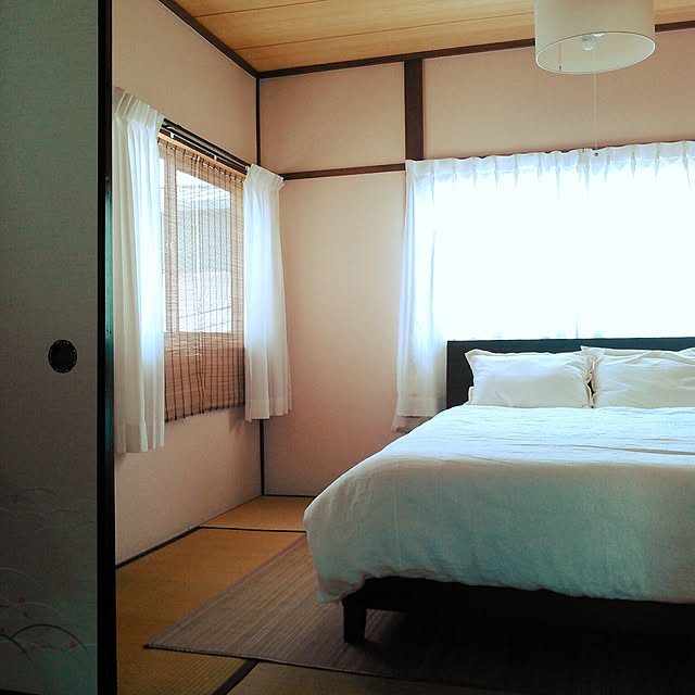 Bedroom,日本家屋,築40年以上,昭和,和室,シンプル,竹ラグ,すだれ amelliaの部屋