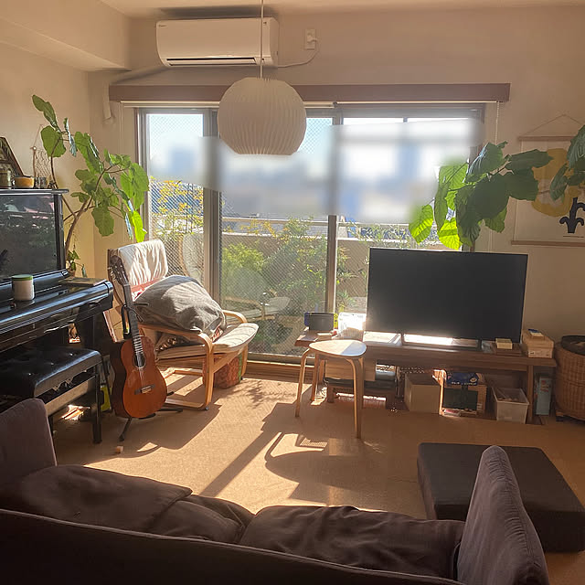 Lounge,ピアノのある部屋,冬,冬の光,買ってよかったもの,コルクマット,防音マット,防音,プレイマット,プレイルーム,ウンベラータ cottoncottonの部屋