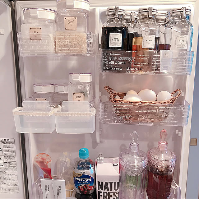 カゴ収納,調味料入れ,CanDo♡,ホワイトナチュラル,冷蔵庫収納,キャニスター,セラーメイト,キッチン,賃貸マンション,賃貸でも諦めない！,ナチュラル,ダイソー,Francfranc,にとり♡,Entrance monの部屋