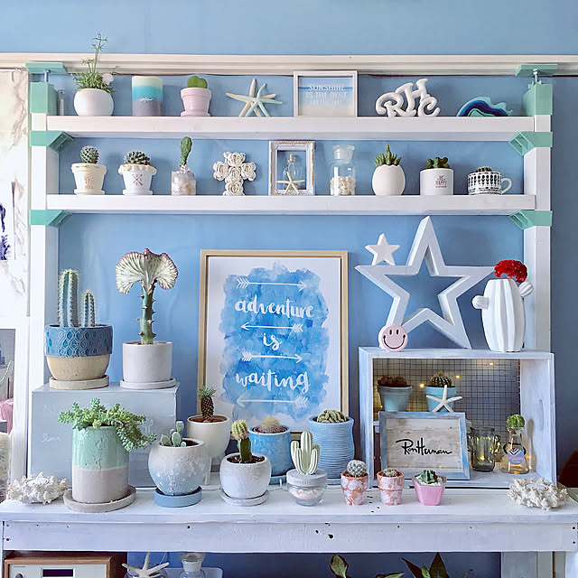 My Shelf,お気に入り♡,築43年,6畳,和室,mix style,海を感じるインテリア,boho styleに憧れる,ピンク好き♡,グレー好き♡,植物のある暮らし,NO GREEN NO LIFE,好きな物に囲まれて暮らしたい♡,ラブリコ,2×4材,DIY iiizu1976の部屋