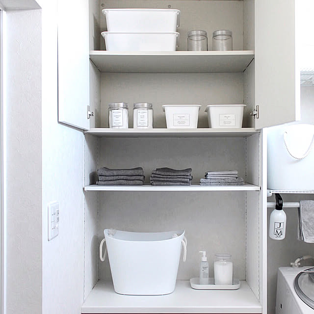 Bathroom,バルコロール,バスケット,ダイソー,100均,収納ボックス,収納棚,収納,洗濯機周り,脱衣室収納の中,脱衣室収納,脱衣室,脱衣所,ig→sh.atyou,LIMIA→sh.atyou,ブログやってます♡ sh.atyouの部屋