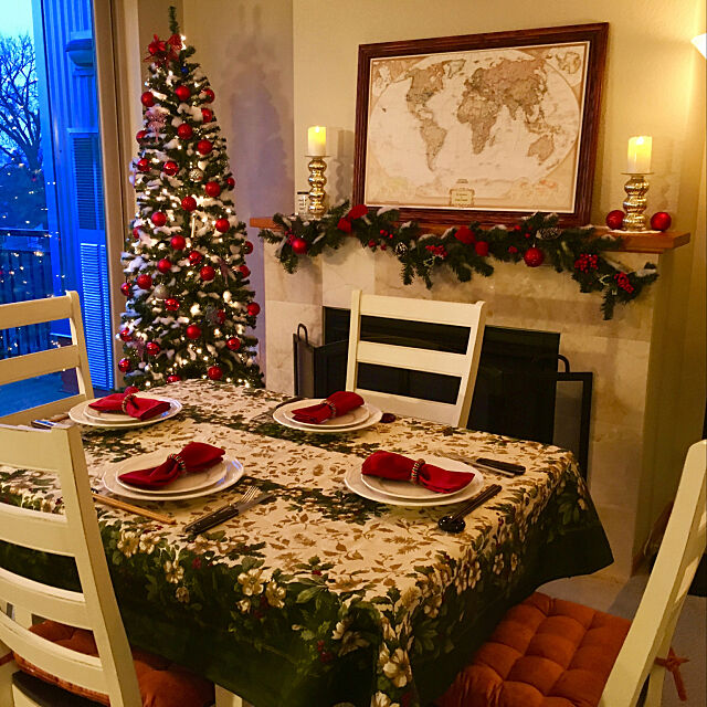 Kitchen,北米,キャンドル,間接照明,暖炉,クリスマス,マントルピース,テーブルコーディネート mocchiの部屋