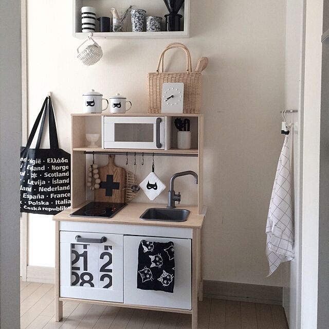 Kitchen,おままごとキッチン,こどもと暮らす。,IKEA,北欧,白黒,モノトーン u_star0の部屋