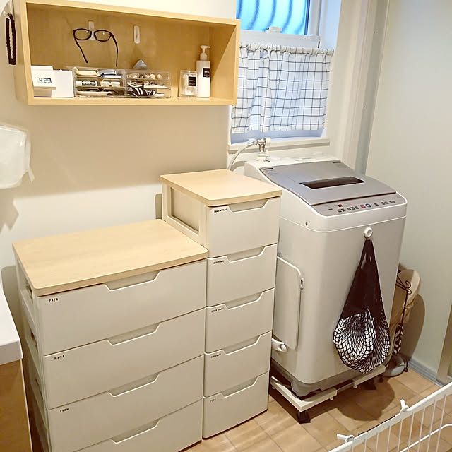 Bathroom,洗濯機まわりの収納,洗面所,脱衣所,洗濯機周り,チェスト,ウッドトップチェスト,アイリスオーヤマ maaの部屋