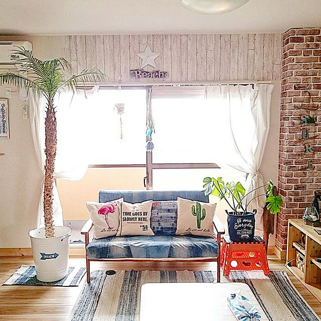 Lounge,ソファ,中古マンション,カリフォルニアスタイル,ビーチハウス,西海岸インテリア,海を感じるインテリア,サーファーズハウス,フェニックスロベレニー,デニムソファー,ソファーカバー手作り,昨年の我が家 maiの部屋