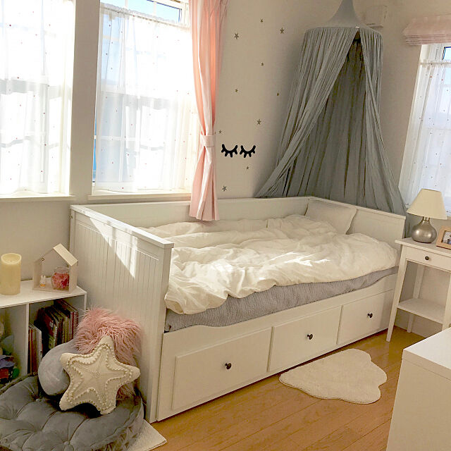 Bedroom,雲マット,ニトリ,ヌメロ74,キャノピー,天蓋,子ども部屋 女の子,子ども部屋,IKEA,こどもと暮らす。 naoの部屋