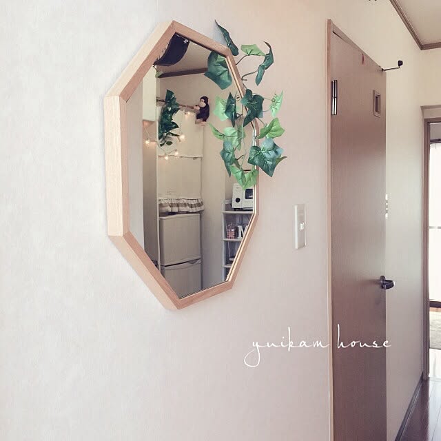 Entrance,鏡,風水,フェイクグリーン,一人暮らし,大学生 yuikamの部屋