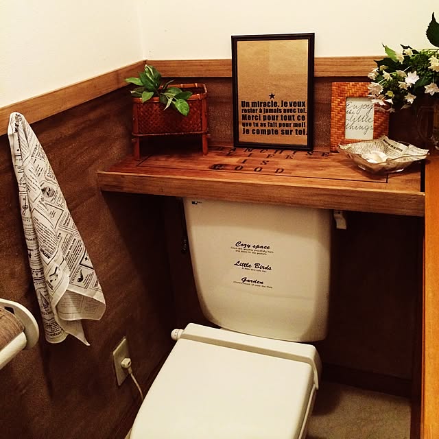 Bathroom,いつもいいねありがとうございます♡,トイレ続きですみません^_^;,塗り壁,トイレタンクカバーDIY toccoの部屋