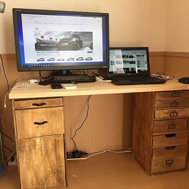 My Desk,りんご箱リメイク,DIY,アンティーク,一人暮らし,レトロ,ハンドメイド Norikの部屋
