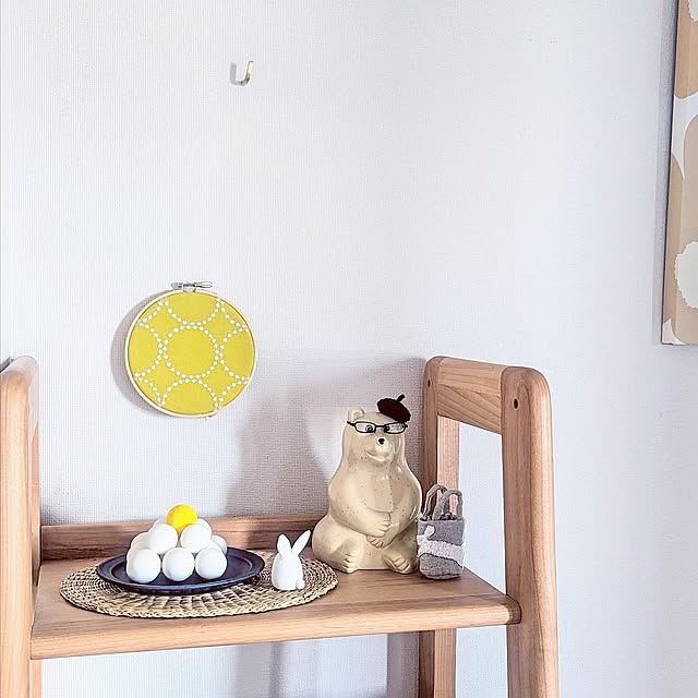 My Shelf,いつもありがとうございます♡,子どもと暮らす,マンション暮らし,白くま貯金箱,ミナペルホネンタンバリン,刺繍枠,ISSEIKI FURNITURE,中秋の名月,十五夜,お月見ディスプレイ mamiの部屋