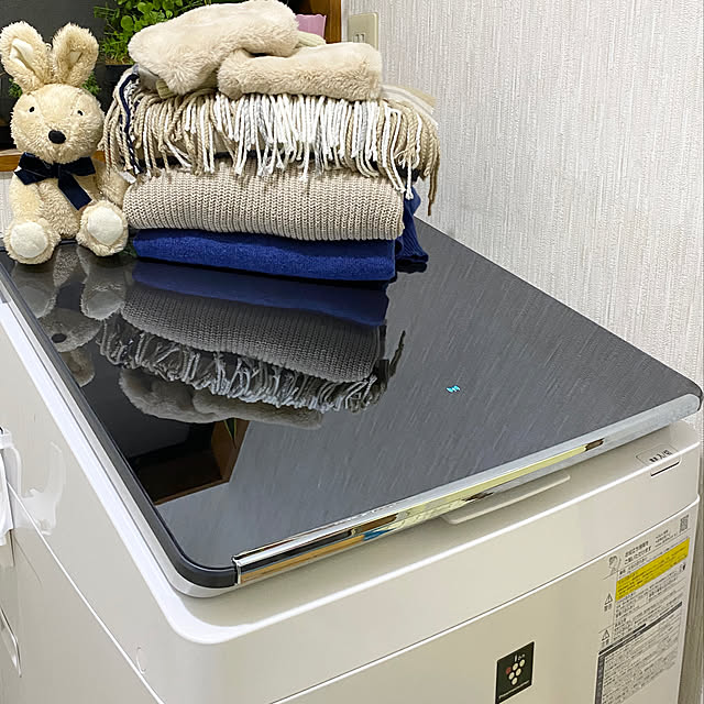モニター4枚目,ランドリールーム,シャープ,洗濯機,シンプル,洗面所,モニター投稿お付合いありがとうございます,サニタリールーム,しゃべる洗濯機,ガラストップ,ステンレス穴なし槽,リフォーム計画,ホームクリーニング,レノア,おしゃれ着洗い,モニター当選,Bathroom,黒カビブロック,スマホと連携,無線LANに対応,シャープ洗濯機 kurumeruの部屋