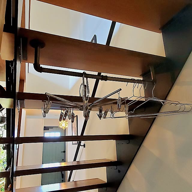 Overview,わが家の室内干し,アイアン手摺,スケルトン階段,ガス管DIY,階段下スペース,YKKap ヴェナート,アイスブルーノーチェ rimoleoの部屋