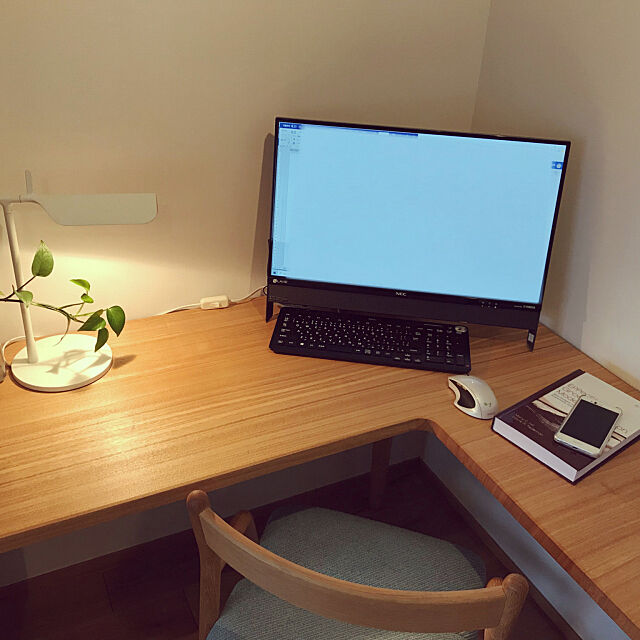 L字デスク,FLOS照明,ワークスペース,リノベーション,リノベ,My Desk tkmtの部屋