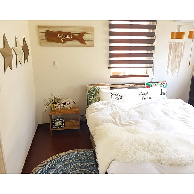 Bedroom,西海岸インテリア,handmade,ロンハーマン,DIY,カリフォルニアスタイル,beach house,RH,ボヘミアンビーチインテリア,観葉植物,サーファーズハウス,ビンテージ,ボヘミアン,Boho Style,BAY FLOW,カフェ風,ラウンドラグ,ラウンドマット,ナチュラル,西海岸,WTW,ビーチインテリア,ハワイアン,Hawaiian,BOHO,ハワイアンインテリア,ハンドメイド,インスタ→sunny_smile0509,インテリア雑貨,DIY女子,Instagramやってます sunny_smileの部屋