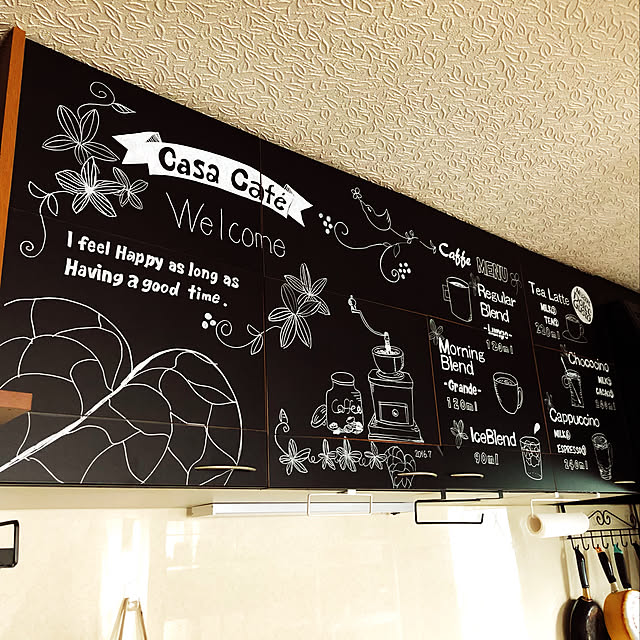 メニューボード,黒板風,黒板シート,手描き,カフェ風,DIY,セリア,Kitchen cajonの部屋