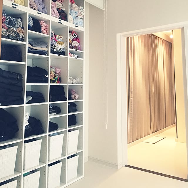 My Shelf,洋服収納,低コスト,ロールカーテン,収納,実家,築20数年,リフォーム,ホワイト,ニトリ ai__miの部屋