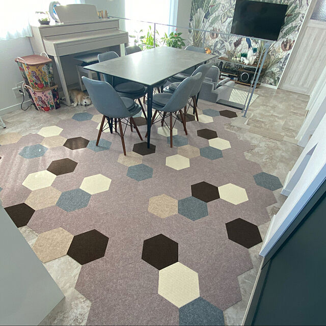 犬のための床,六角形,タイルマット,タイルカーペット,Overview,吸着ピタマットループ reirの部屋