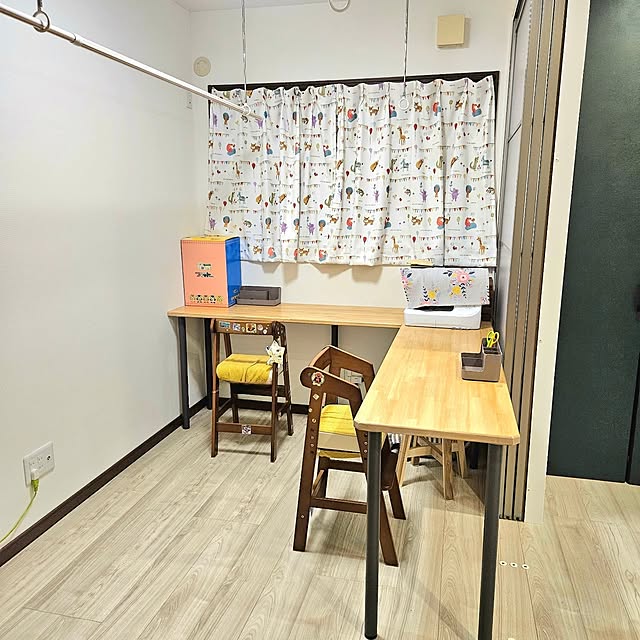 Overview,リビング学習,学習スペース,DIY,学習机,IKEA,イケア,模様替え,キッチン横,L字デスク,学習デスク,作業スペース,作業部屋,ランドセル,フィットちゃん,新一年生 RAMIEの部屋