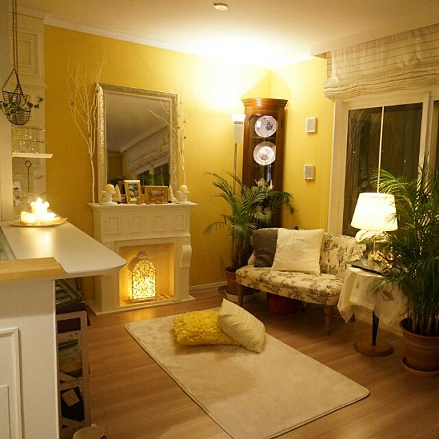 Lounge,DIY,セルフリフォーム,照明,手作り,マントルピース mlemonの部屋