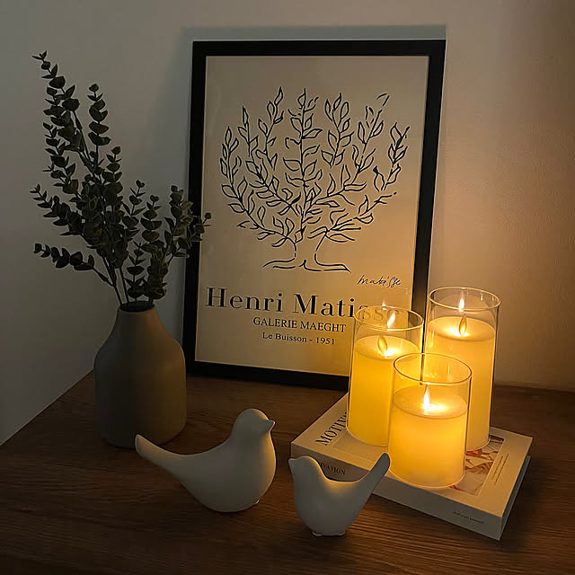 My Shelf,バードオブジェ,LEDキャンドル,LEDライト,明かりのある暮らし,いいね＆フォローありがとうございます♪,セリアのダミーブック,ダイソーのフェイクグリーン take_nokoの部屋